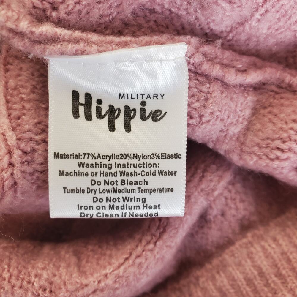 Military Hippie Forever Roses Pink Knit Sweater Size L NWT - Picture 8 of 8